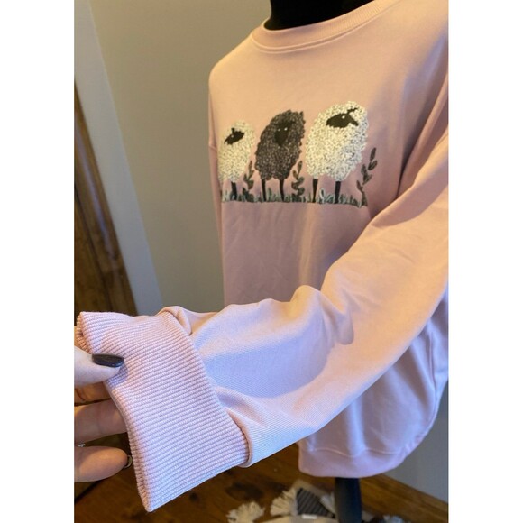 Sweatshirt Size 0XL (12-14) Soft Pink Lightweight with Sheep Pullover Soft - Picture 5 of 11